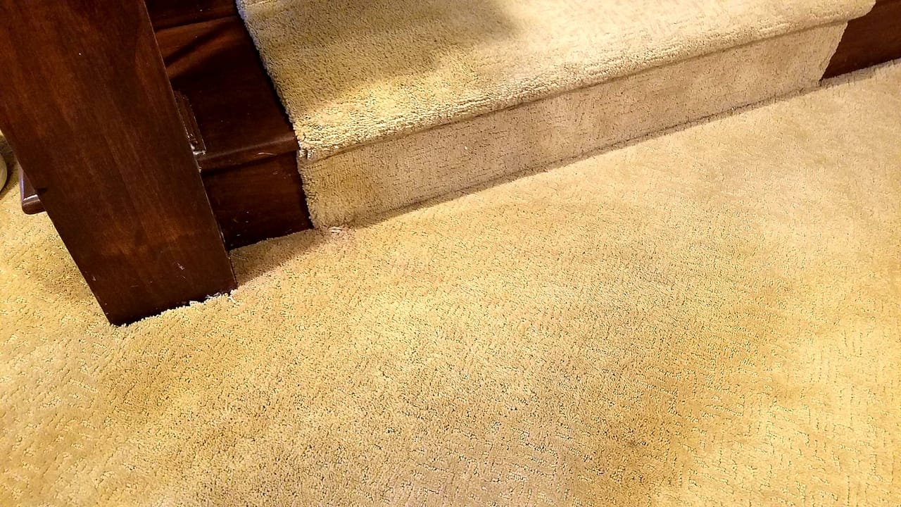 Bleach on stairs after