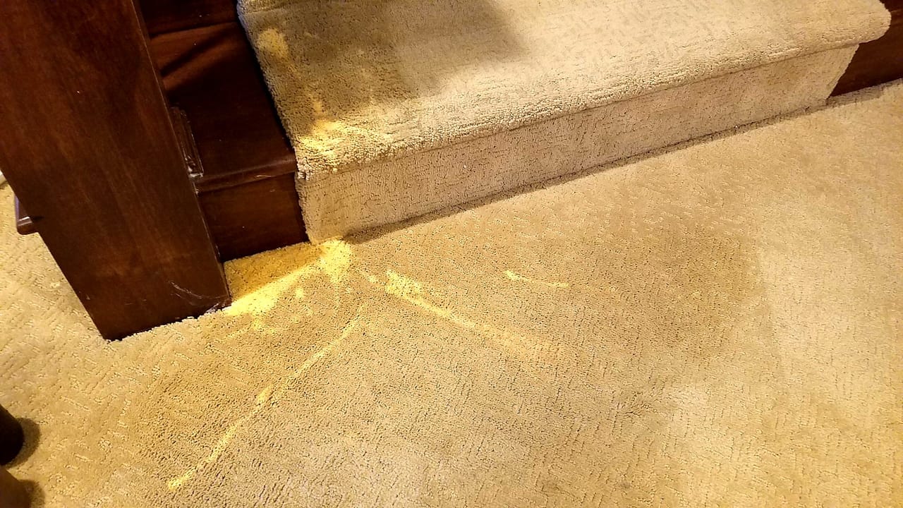 Bleach on stairs before