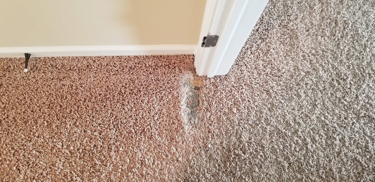 Patch repair by a doorway before