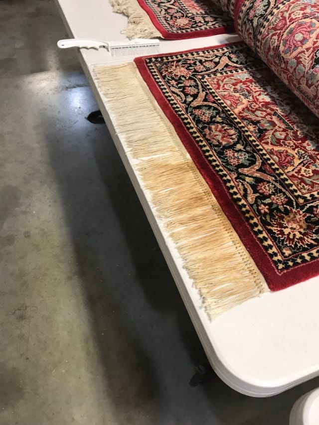 Dirty rug fringe before