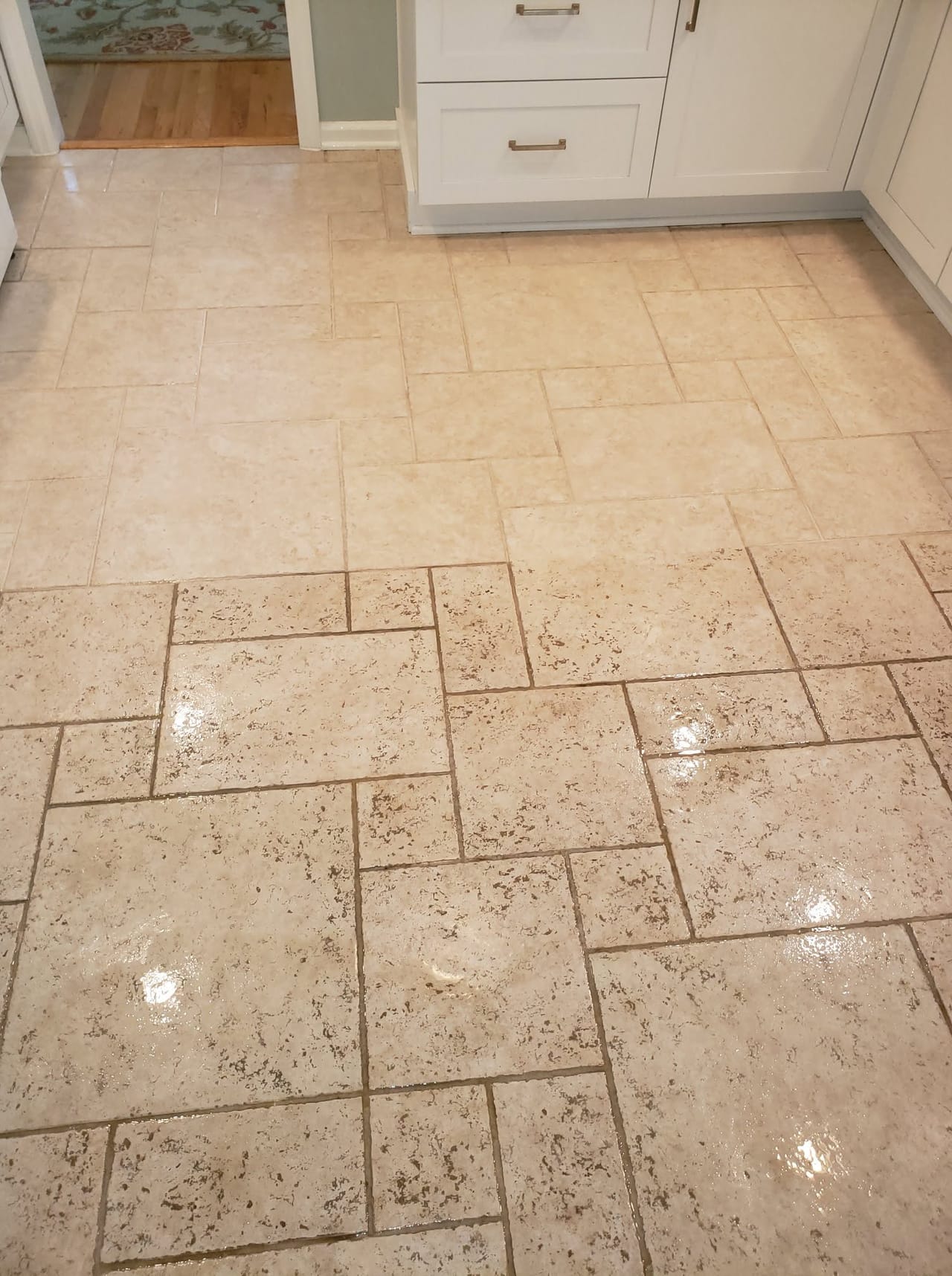 Stone tile kitchen floor before
