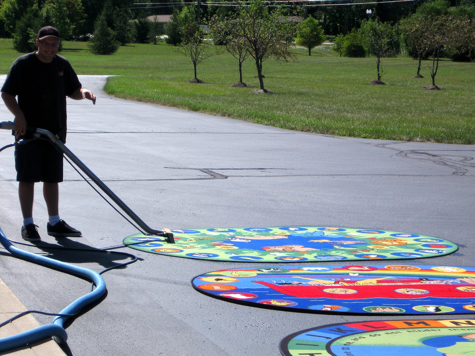 Cleaning church rugs on-site